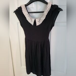 Forever 21 Black Dress with White Crochet Trim